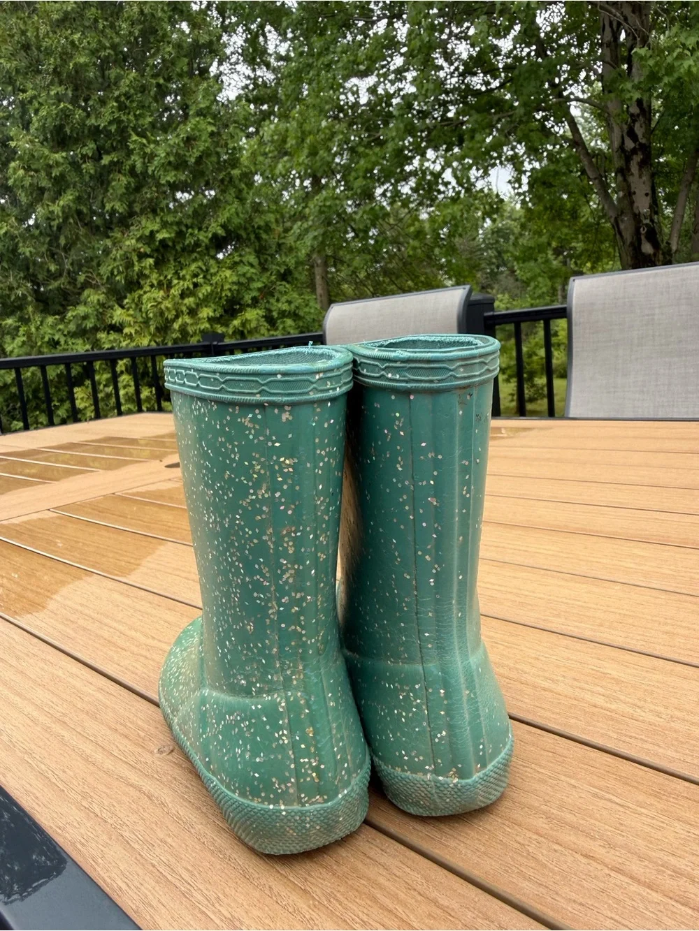 Hunter Kids Teal Speckled Rain Boots